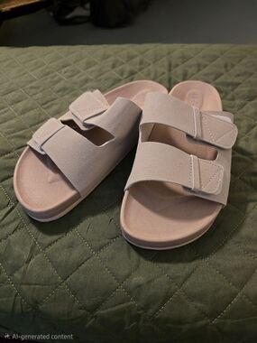 Women’s Double-Strap Slide Sandals - color Beige